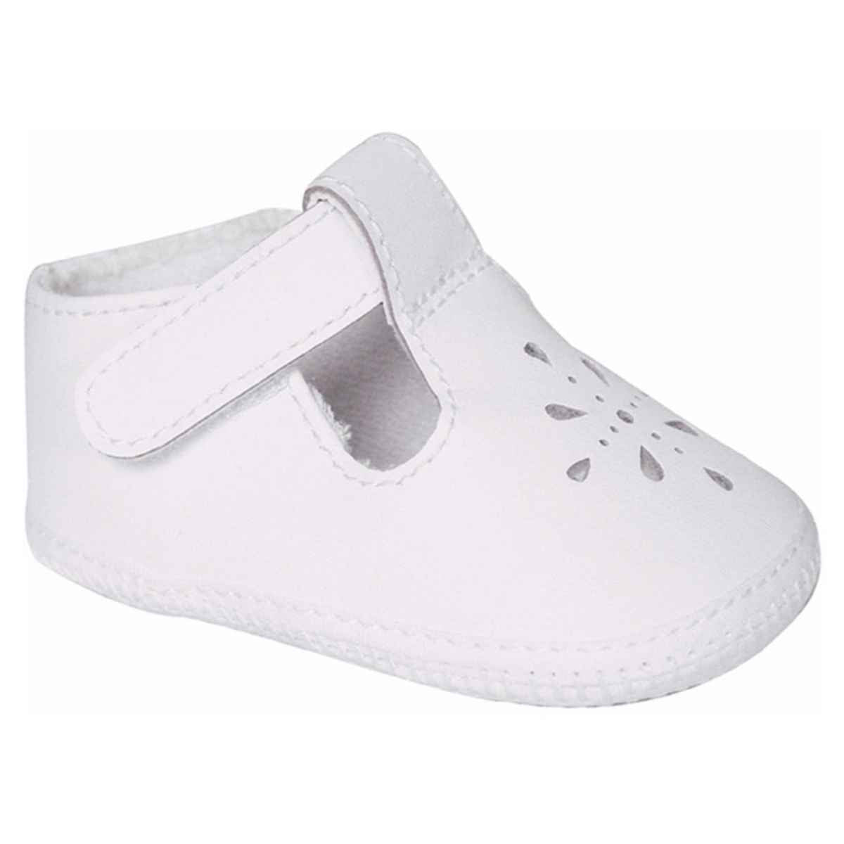 Baby Deer - Kennedy White Leather Perforated T-Strap