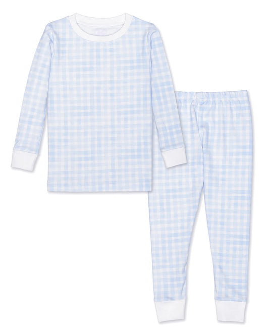 Lavender Bow - Blue Gingham Pajama Set