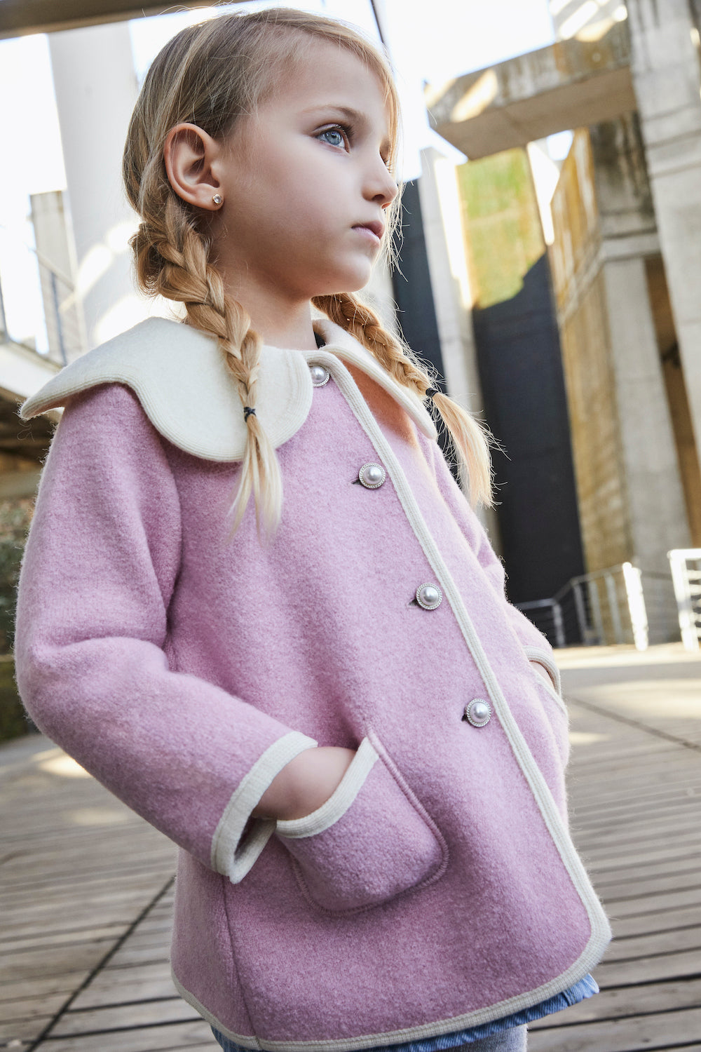 Marae - Petal Bib Collar Coat Pink