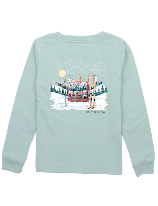 Properly Tied - Ski Lift LS Marine Mist Tee