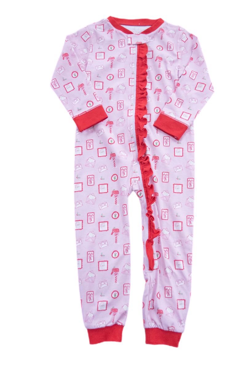 James & Lottie - Letters to Santa Pink One Piece Jammies