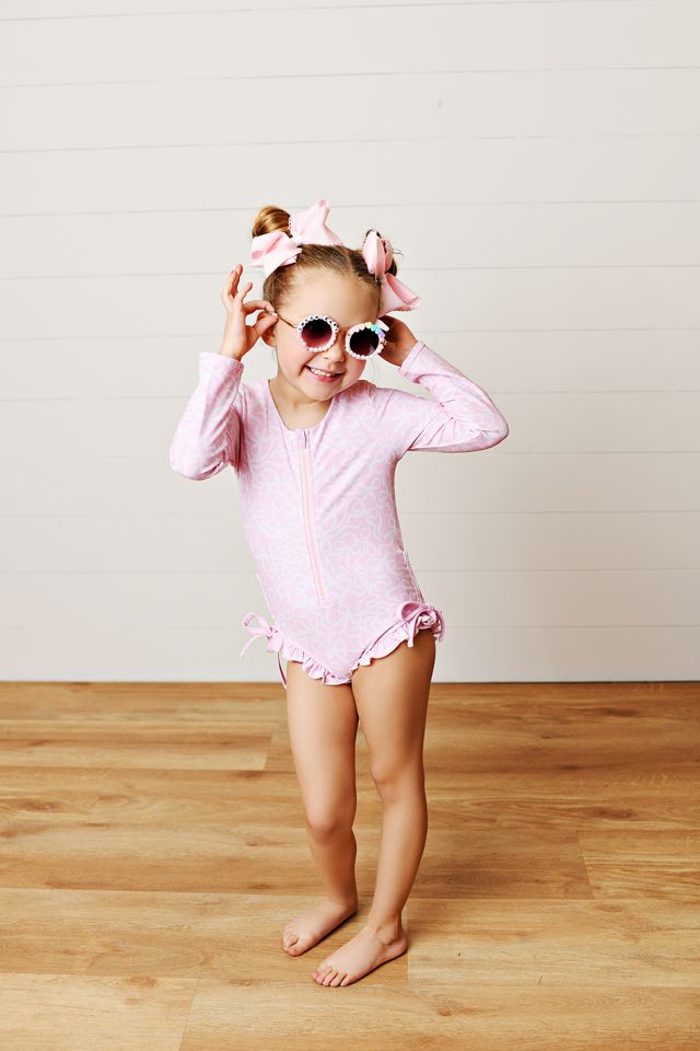 Swoon | Pink Bow Rashguard One Piece Swimsuit