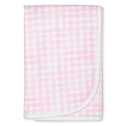 Lavender Bow - Pink Gingham Blanket