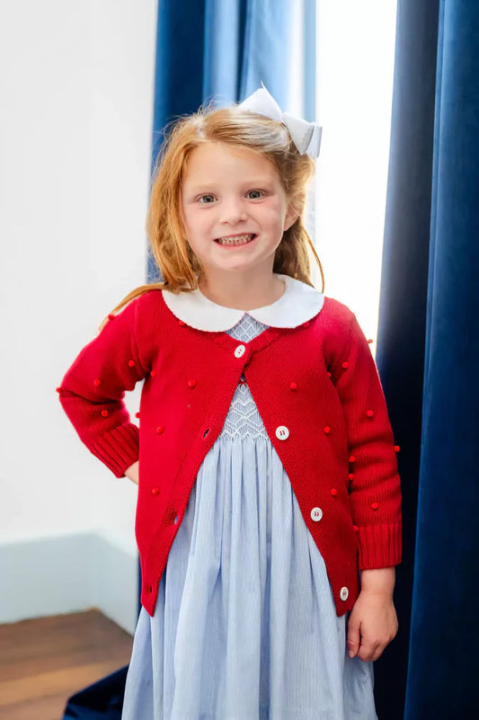 Ruth & Ralph - Red Pompom Cardigan