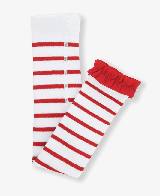 RuffleButts - Red & White Stripe Footless Tights