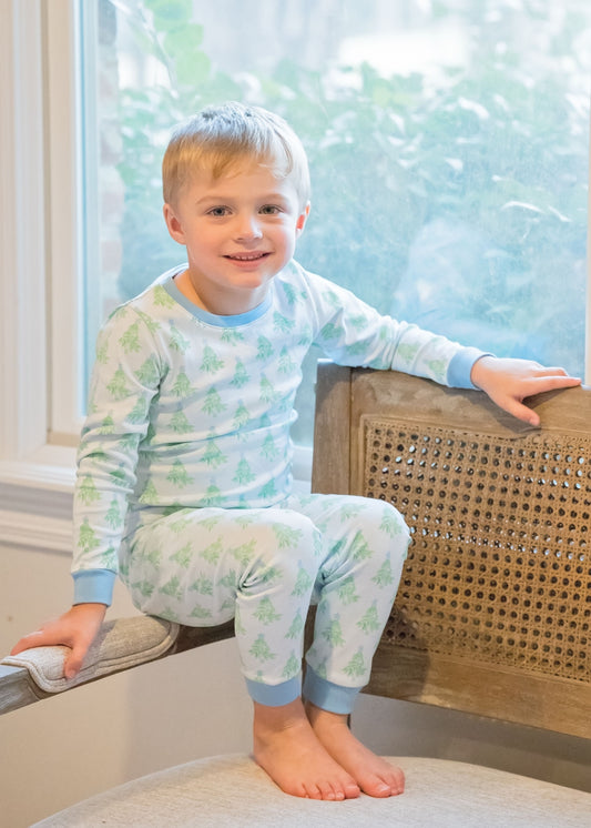 James & Lottie - Christmas Trees Boys Two Piece Jammies