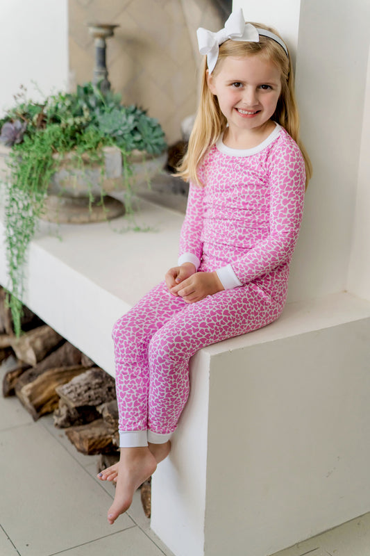 Lila & Hayes - Ava Pajama Set I Heart You Pink