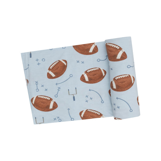 Angel Dear - Footballs Blue Swaddle Blanket