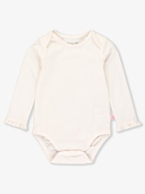 RuffleButts | Ivory LS Ruffle Bodysuit