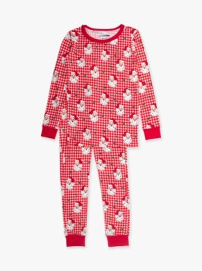 RuffleButts | Red Dear Santa Ruffle Neck Pajama Set