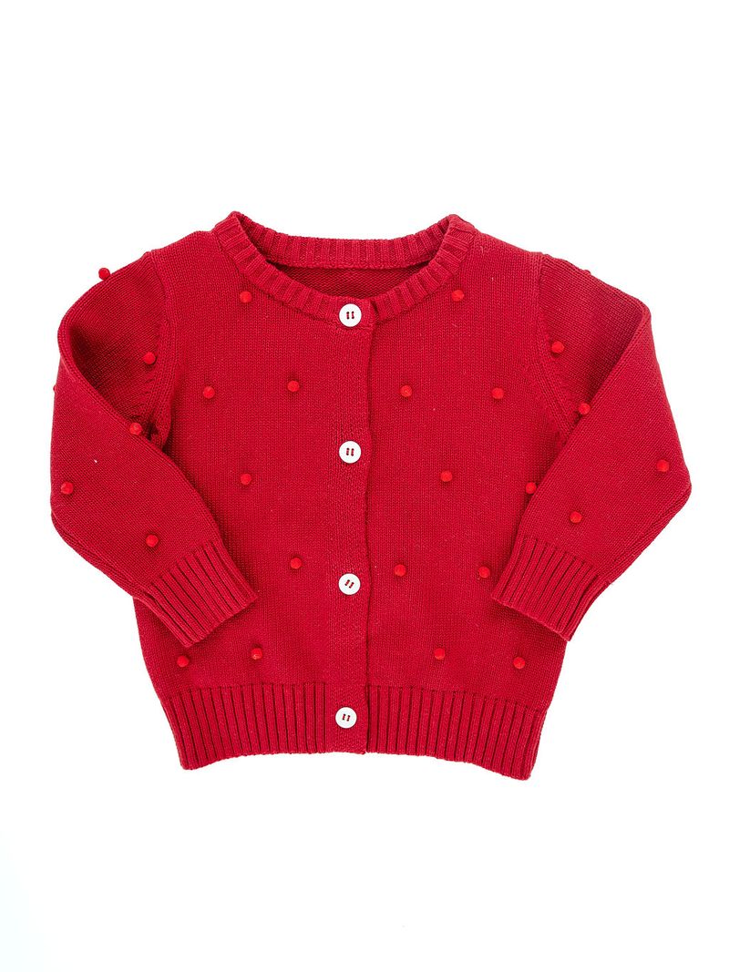 Ruth & Ralph - Red Pompom Cardigan