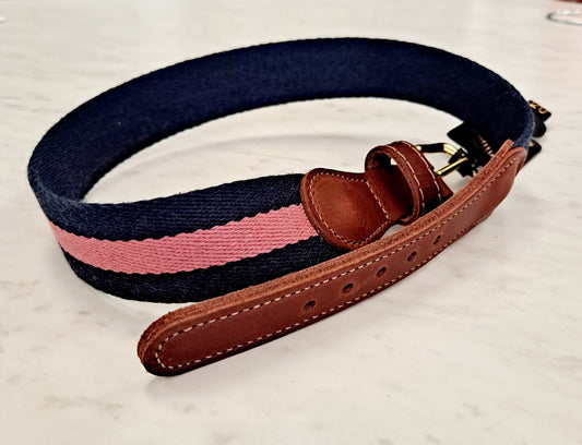 Ebinger Leather - Navy/Salmon Children's Belt