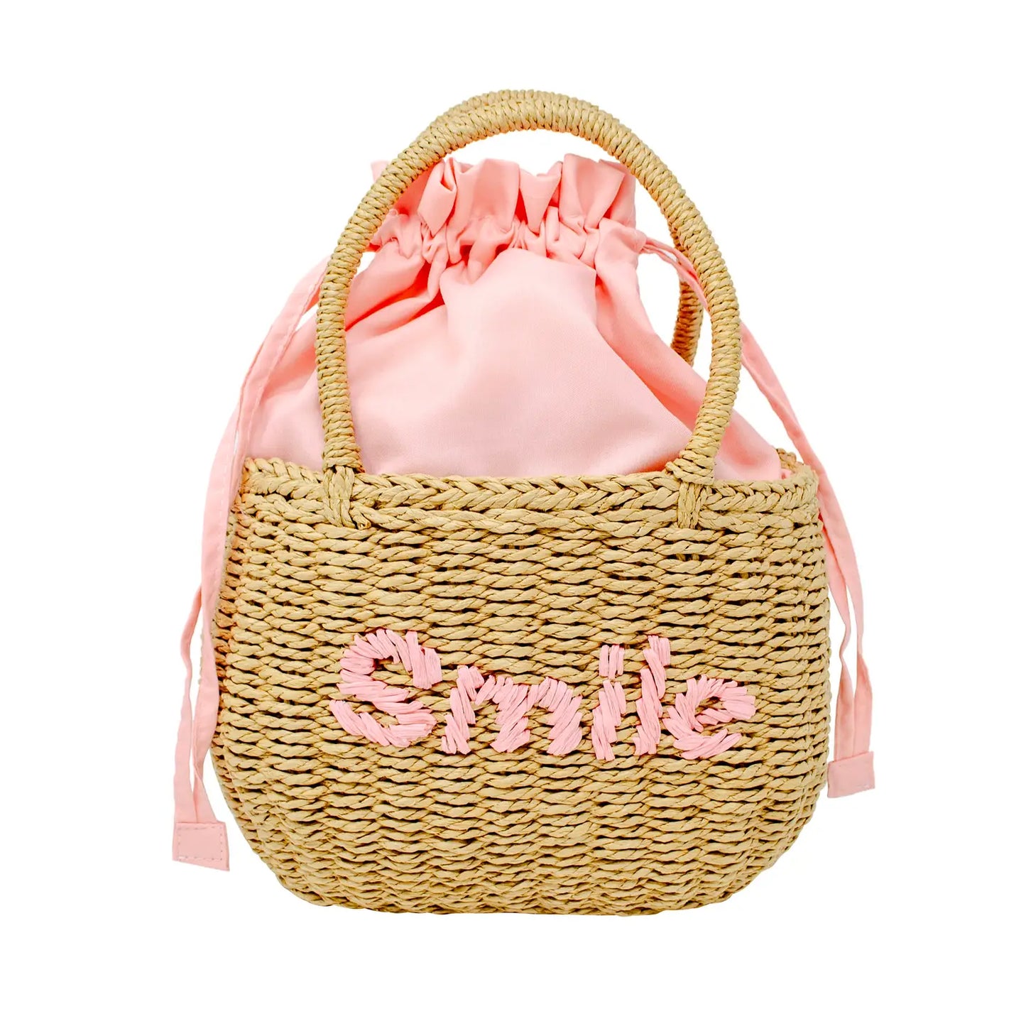 Zomi Gems - Wicker Basket "Smile" Bag Pink