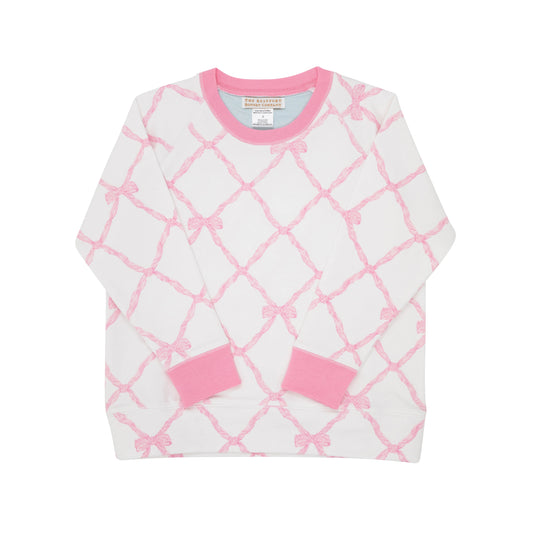 TBBC - Cassidy Comfy Crewneck Belle Meade Bow/Hamptons Hot Pink