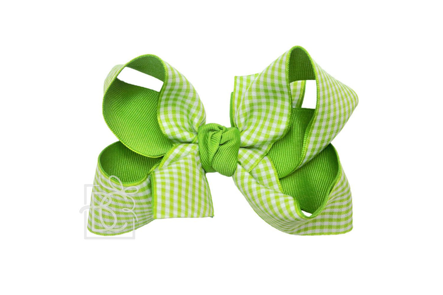Beyond Creations - Layered Gingham/Grosgrain Bow Clip 6.5"