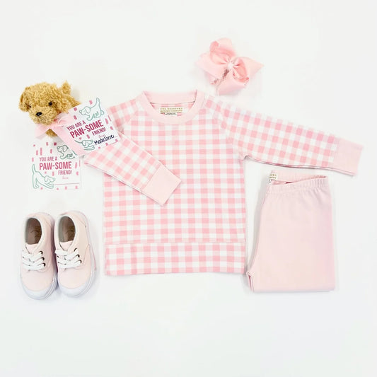 TBBC - Cassidy Comfy Crewneck Palm Beach Pink Gingham/Palm Beach Pink