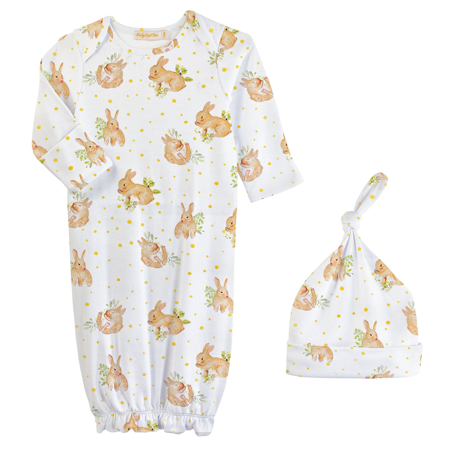 Baby Club Chic - Adorable Bunnies Gown/Hat Set