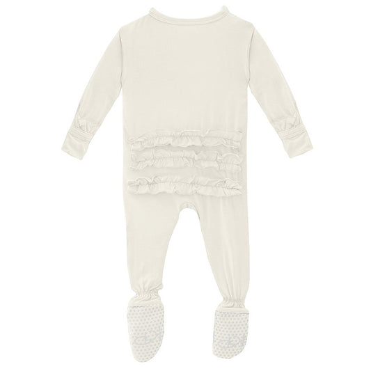 Kickee Pants - Classic Ruffle Footie with Zipper Natural