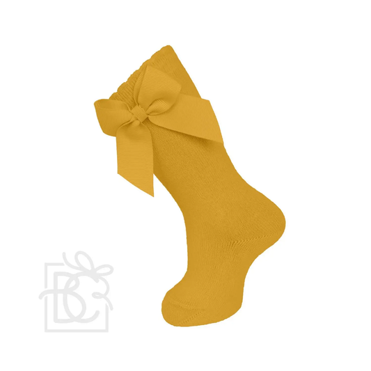 Carlomagno - Bow Knee High Socks Mustard