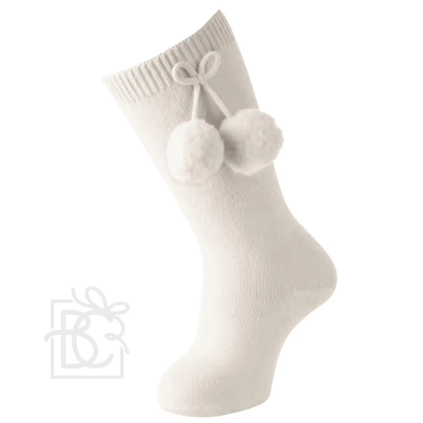 Carlomagno - Pom-Pom Knee High Socks Natural