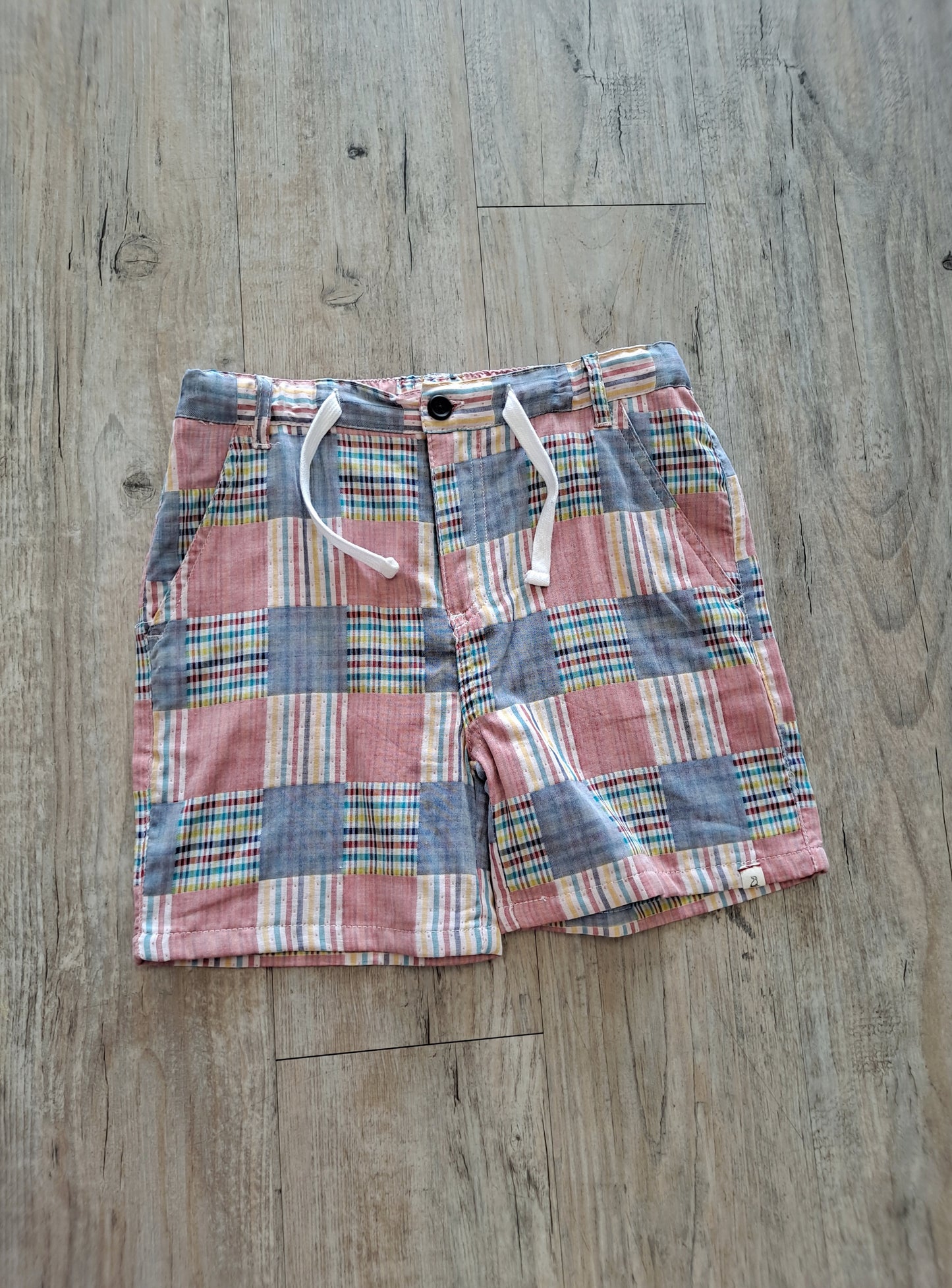 Me & Henry - Crew Shorts Coral Patchwork Plaid