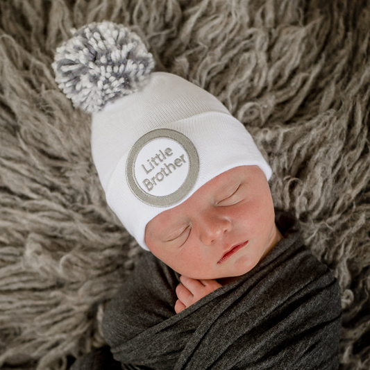 ILYBean - White Little Brother Mixed Pom Hat