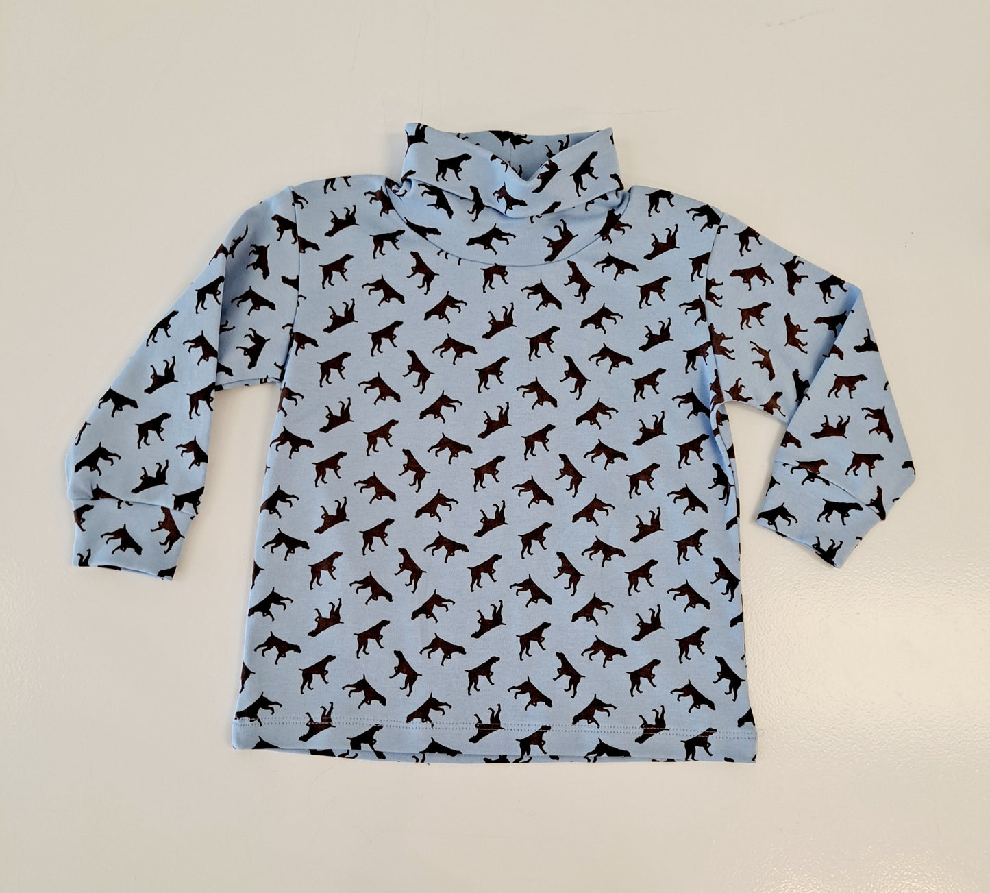 Luigi Kids - Sky Blue Chocolate Dog Printed Turtleneck