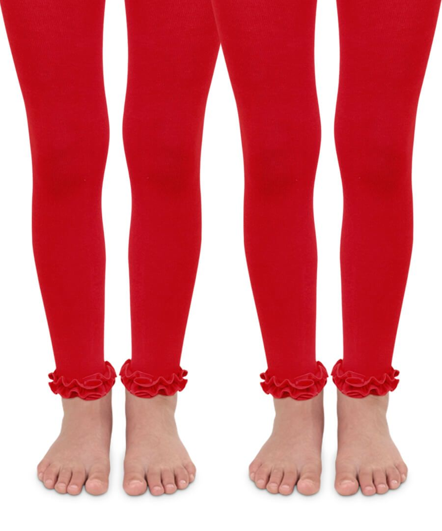 Jefferies Socks - Footless Red Tights Ruffle Ankle
