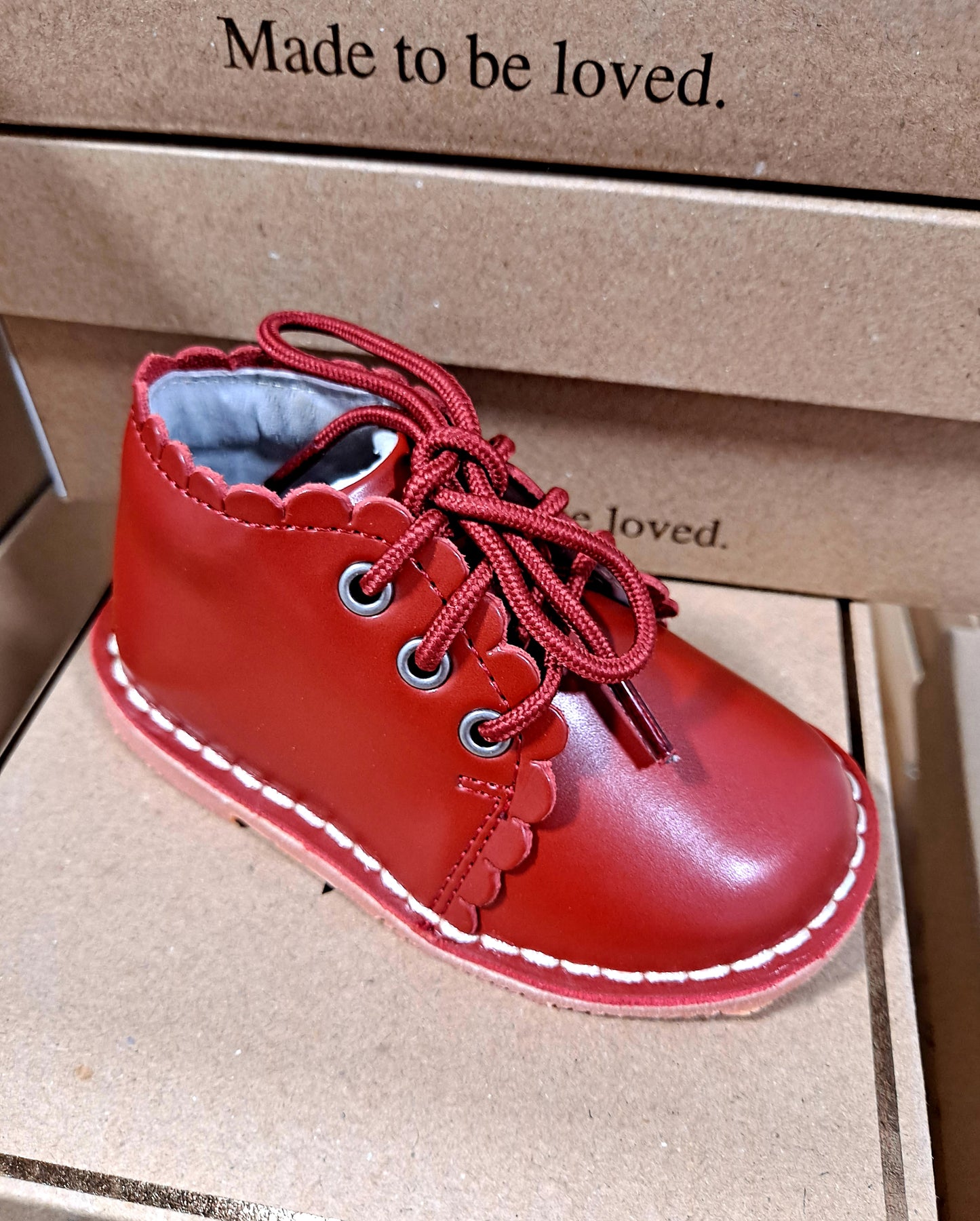 L'Amour - Georgie Lace Up Boot Red