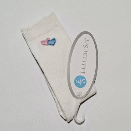 Lullaby Set - Knee High Socks Pink & Blue Hearts