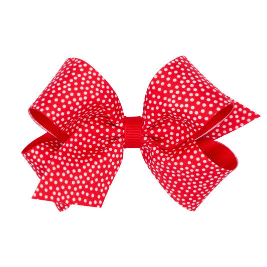 Wee Ones - Poppy Red Snow Dot Print Bow