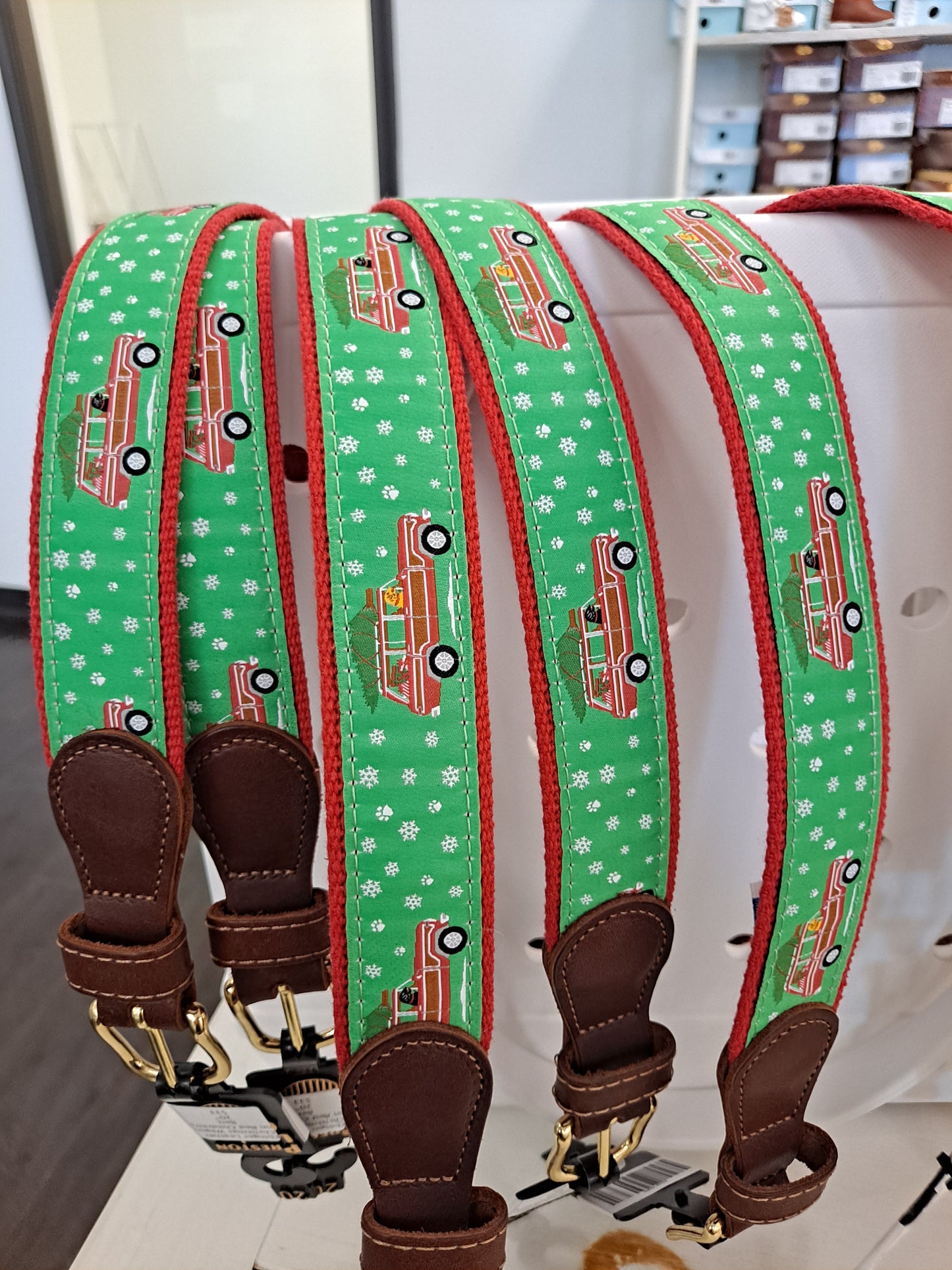 Ebinger Leather - Christmas Wagon on Red Children's Belt