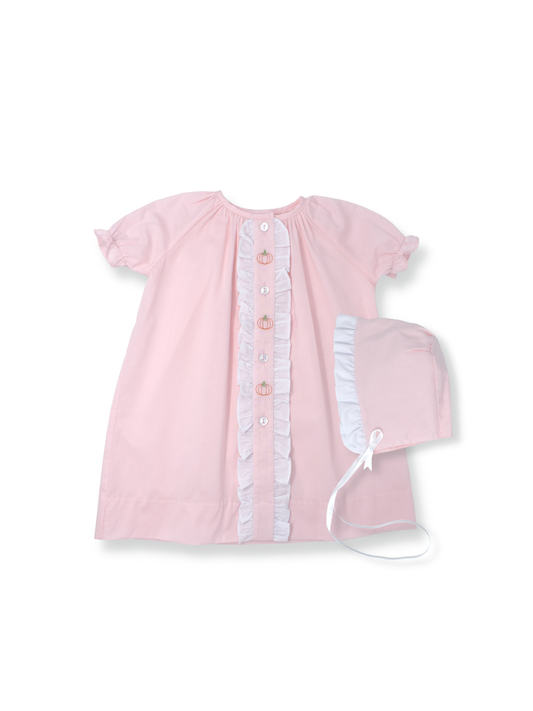 Lullaby Set - Timeless Daygown Set Pink Pumpkin/Bonnet