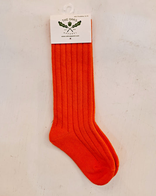 The Oaks - Orange Ribbed Knee High Socks