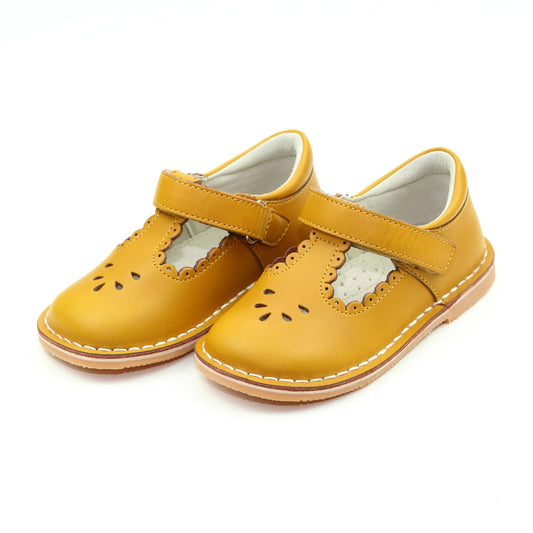 L'Amour - Angie Mustard Scalloped T-Strap Mary Jane