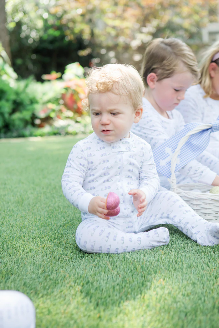 Lila & Hayes - Parker Zipper Pajama Egg Hunt Blue