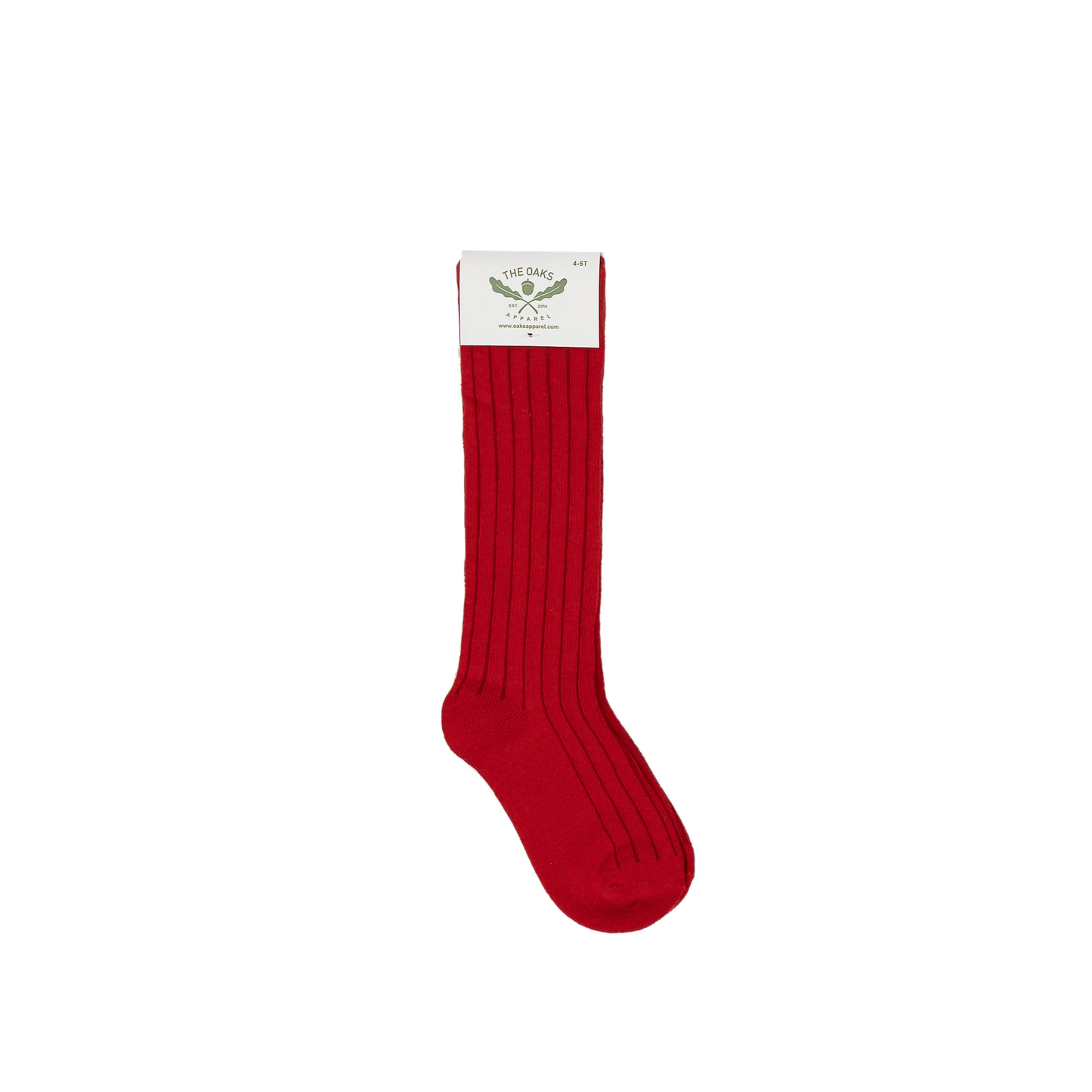 The Oaks - Red Ribbed Knee High Socks