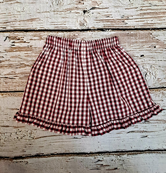 Lulu Bebe - Crimson White Check Girls Shorts