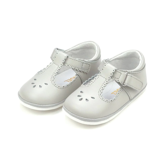 L'Amour - Dottie Scalloped Perforated Mary Janes Gray