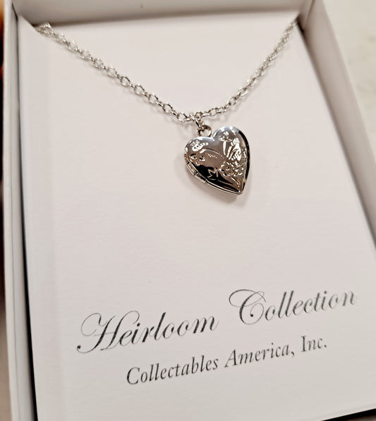 Collectables America - Rhodium Heart Locket Necklace RH-12