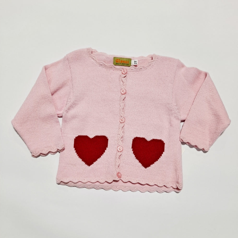 Claver - Pink Cardigan with Hearts