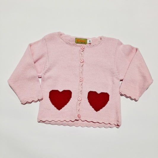 Claver - Pink Cardigan with Hearts