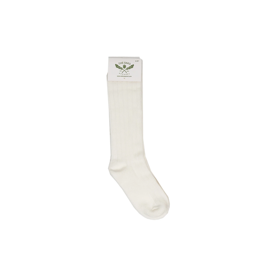 The Oaks - White Ribbed Knee High Socks
