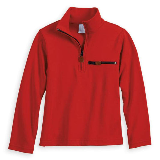 bella bliss - Red Pima Half Zip with Pocket