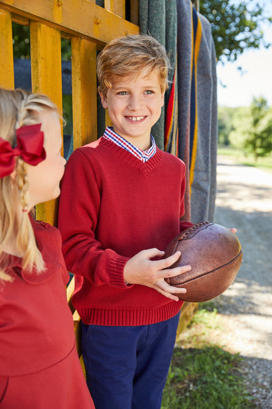 Little English - V-Neck Sweater Crimson