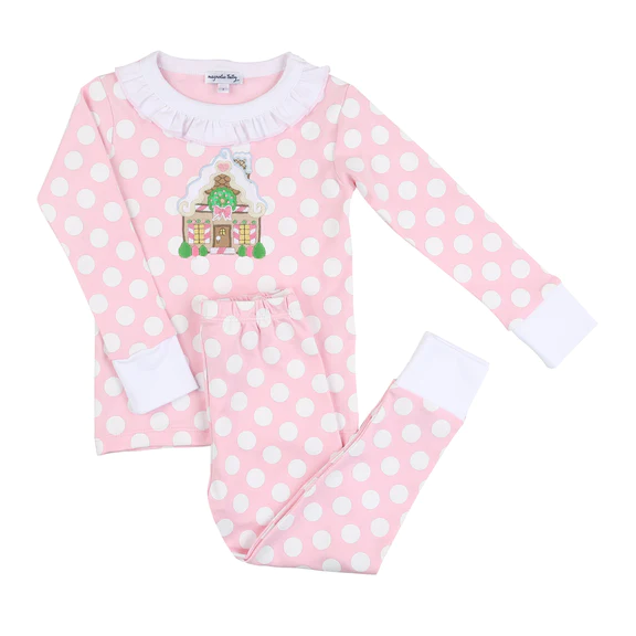 Magnolia Baby - Gingerbread Fun Ruffle Long Pajamas