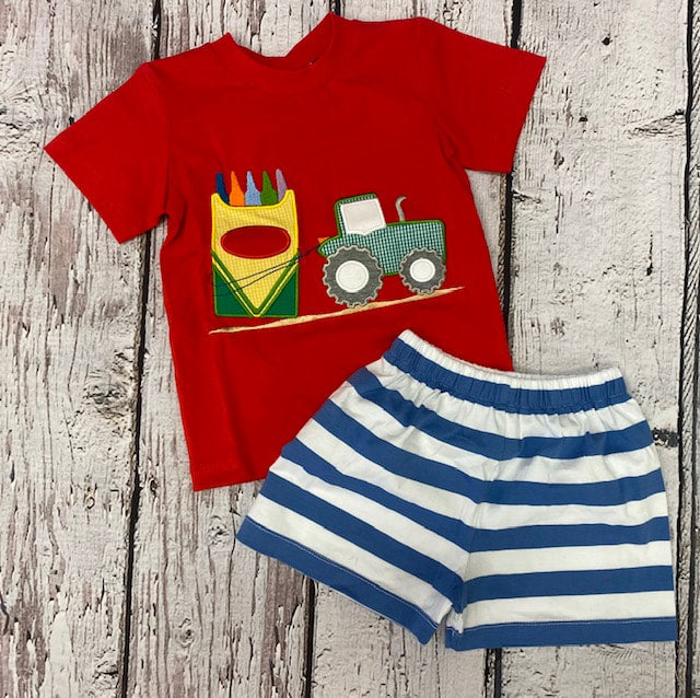 Banana Split - School Days Applique Boy Short Set