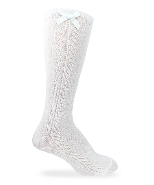 Jefferies Socks - Bow Knee High Socks White