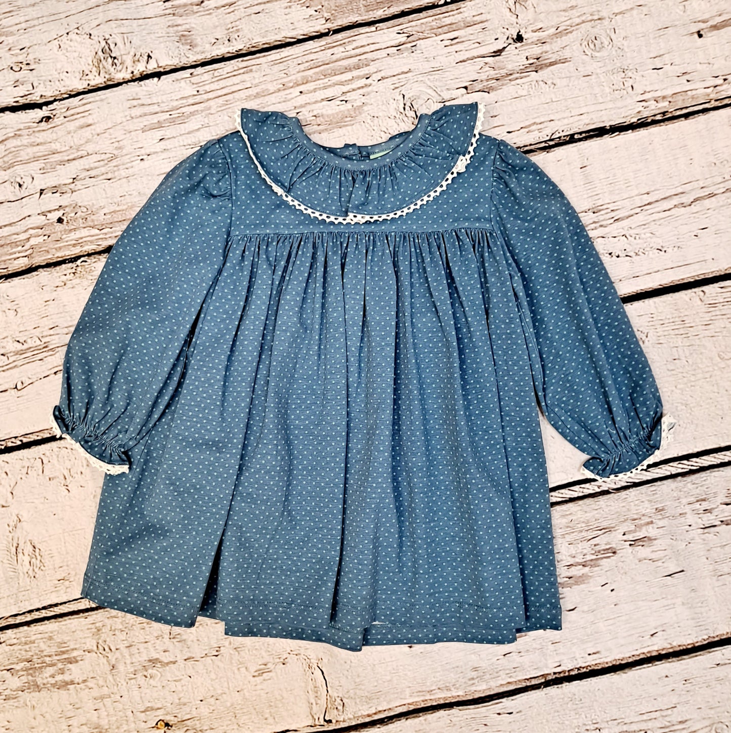 Sage & Lilly - Blue Dot Ruffle Collar Dress