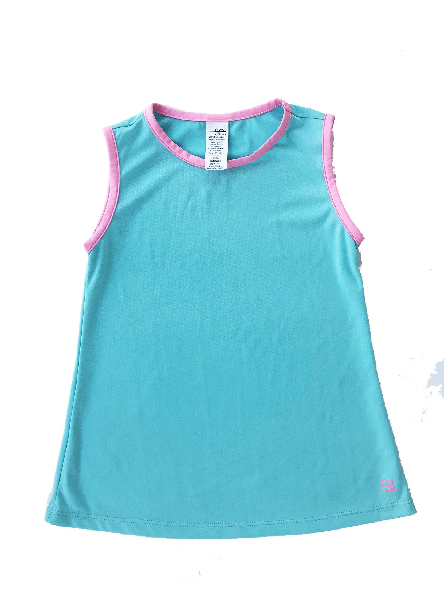 Set Athleisure - Teal/Pink Trim Tank